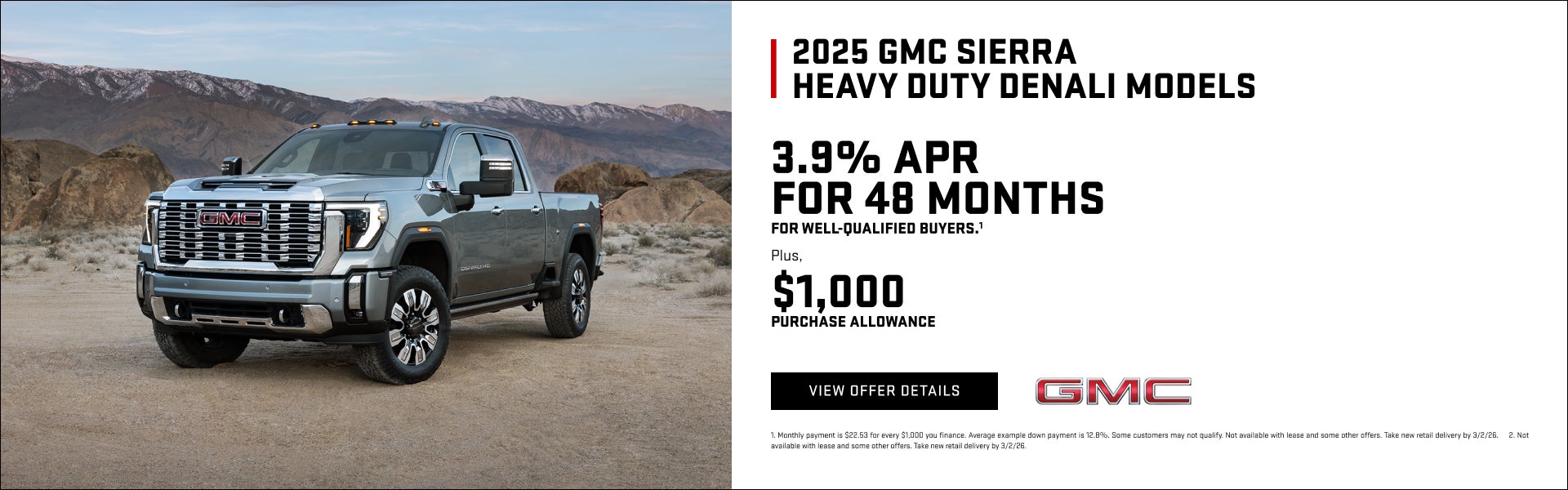 3.9% APR FOR 48 MONTHS for well-qualified buyers.1

Plus, $1,000 PURCHASE ALLOWANCE.2